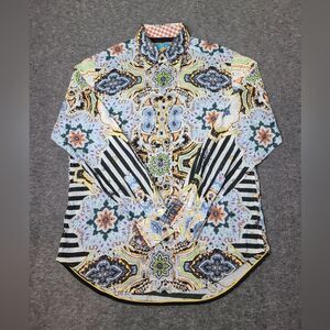Rare Robert Graham Long Sleeve Shirt Mens Size M Geometric 3D Graphic Like New